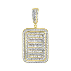 MEN'S PENDANT 1.50CT ROUND/BAGUETTE DIAMOND 10K YELLOW GOLD