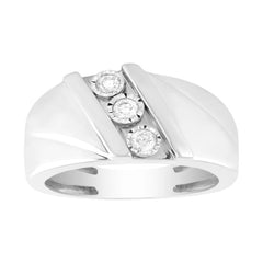 MEN'S RING 0.15CT ROUND DIAMOND 10K WHITE GOLD