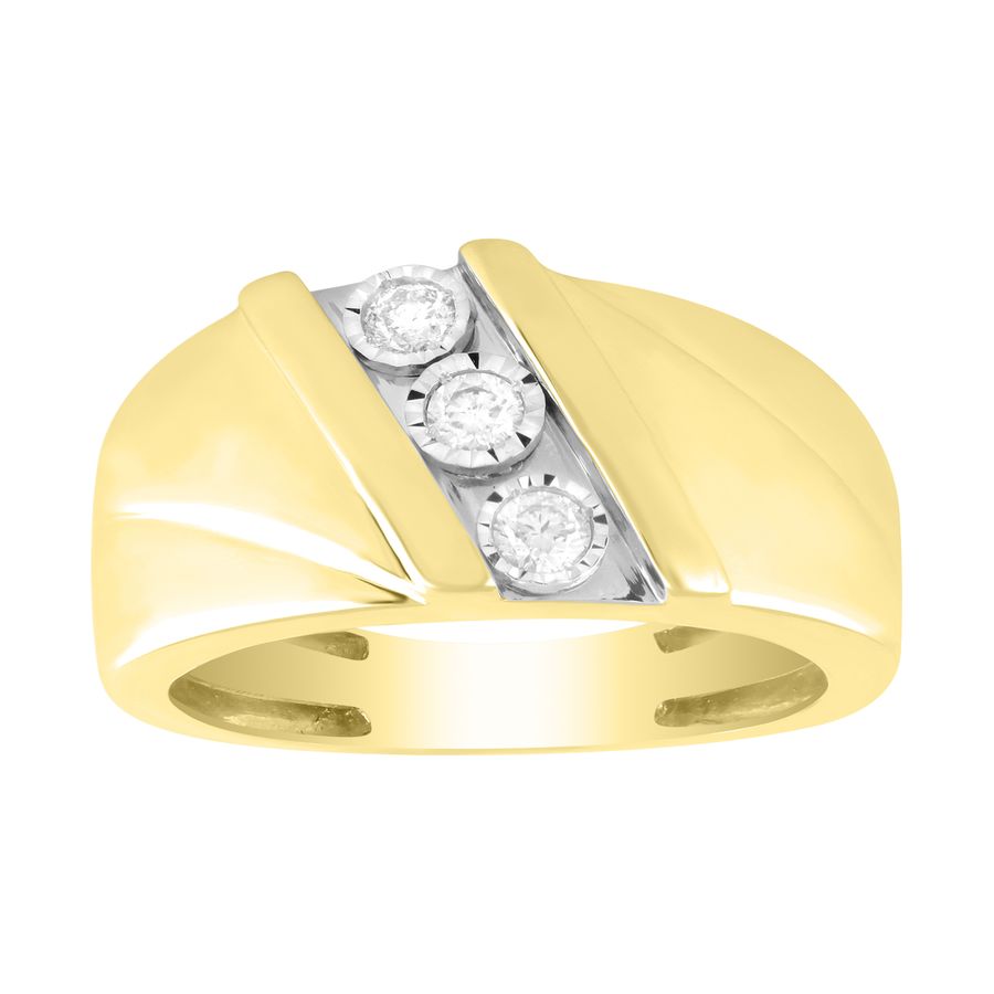 MEN'S BAND 0.15CT ROUND DIAMOND 10K YELLOW GOLD