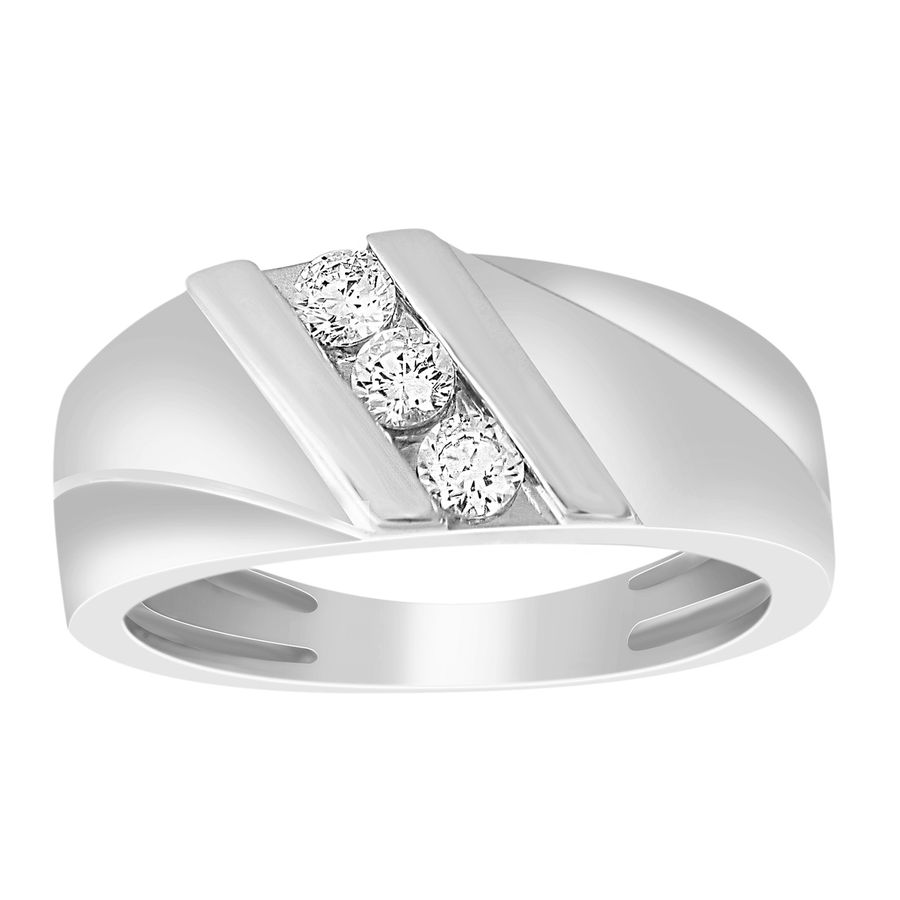 MEN'S BAND 0.33CT ROUND DIAMOND 10K WHITE GOLD