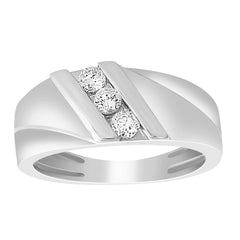 MEN'S BAND 0.33CT ROUND DIAMOND 10K WHITE GOLD