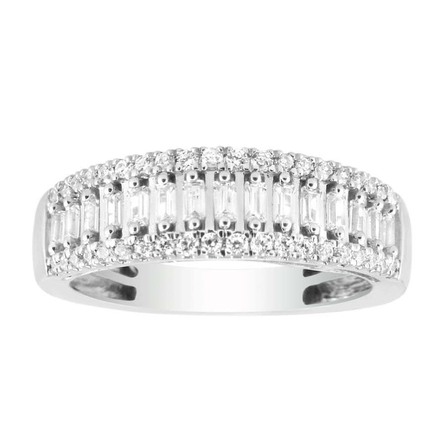 LADIES BAND 0.50CT ROUND/BAGUETTE DIAMOND 10K WHITE GOLD