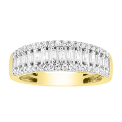 LADIES BAND 0.50CT ROUND/BAGUETTE DIAMOND 10K YELLOW GOLD