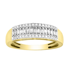 LADIES BAND 0.25CT ROUND/BAGUETTE DIAMOND 10K YELLOW GOLD