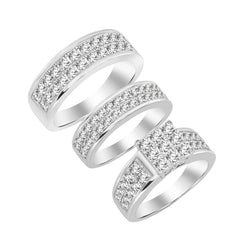 LADIES TRIOS SET 3.00CT ROUND DIAMOND 10K WHITE GOLD