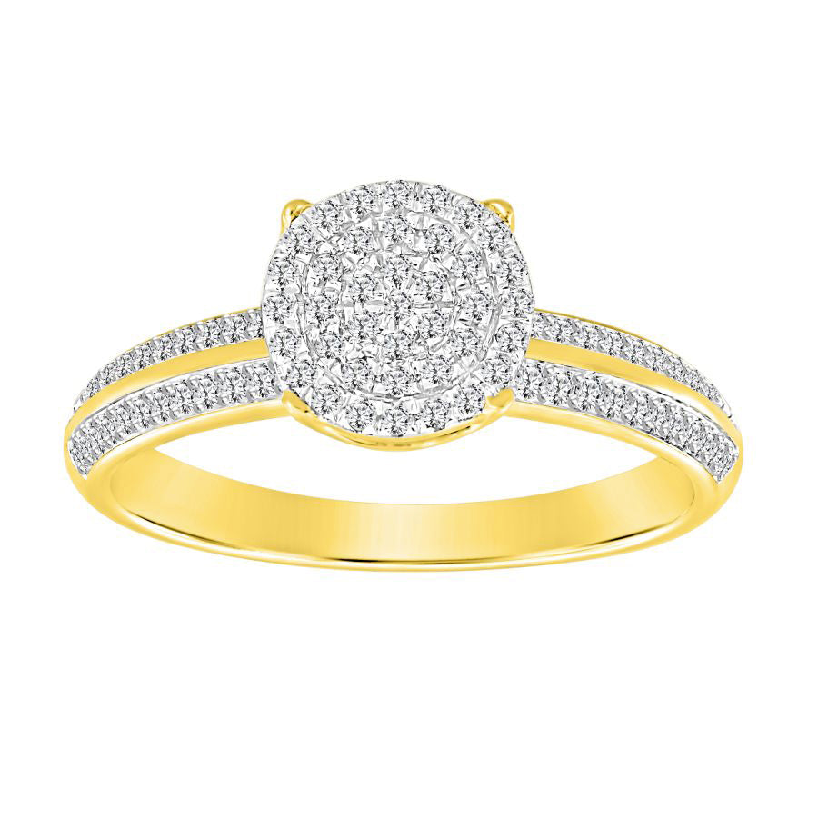 LADIES RING 0.20CT ROUND DIAMOND 10K YELLOW GOLD