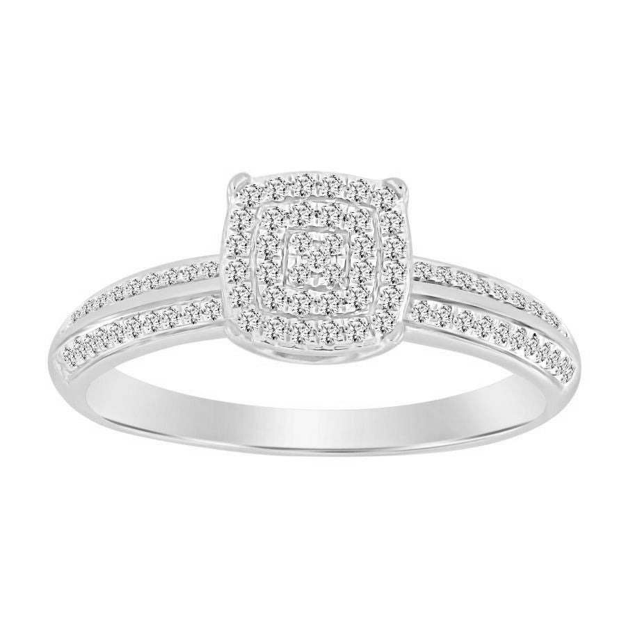 LADIES RING 0.20CT ROUND DIAMOND 10K WHITE GOLD