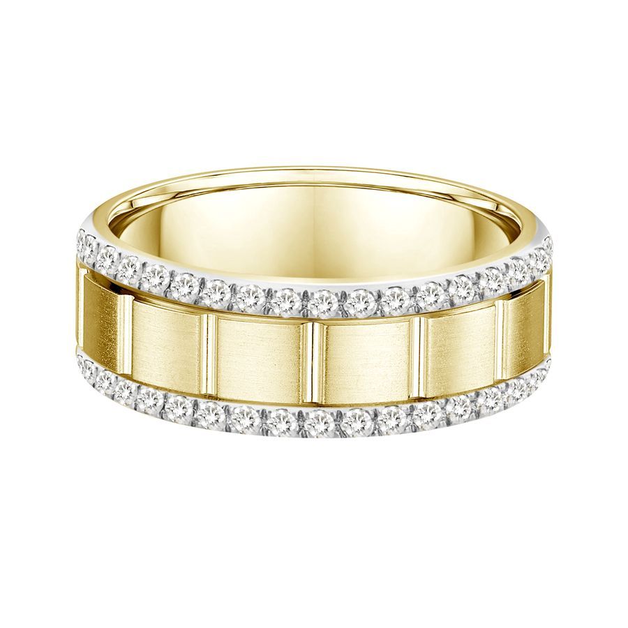 MEN'S BAND 0.50CT ROUND DIAMOND 14K YELLOW GOLD