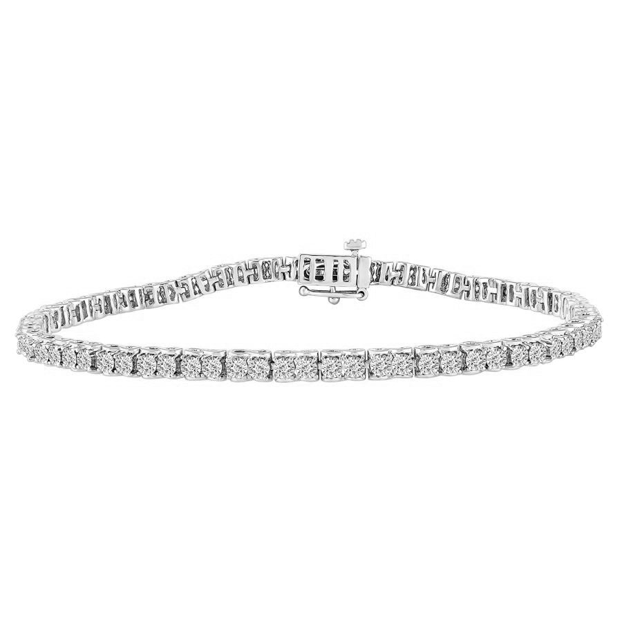 LADIES BRACELET 1.00CT ROUND DIAMOND 10K WHITE GOLD