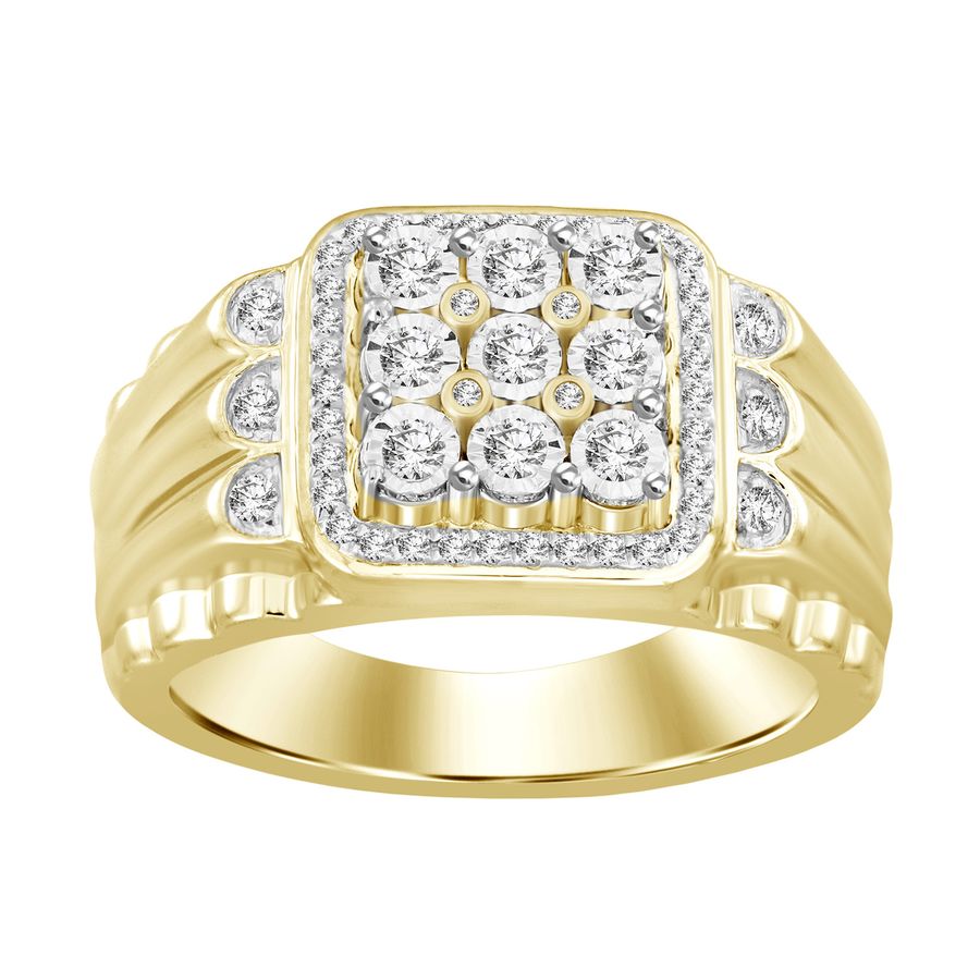 MEN'S RING 0.33CT ROUND DIAMOND 14K WHITE GOLD