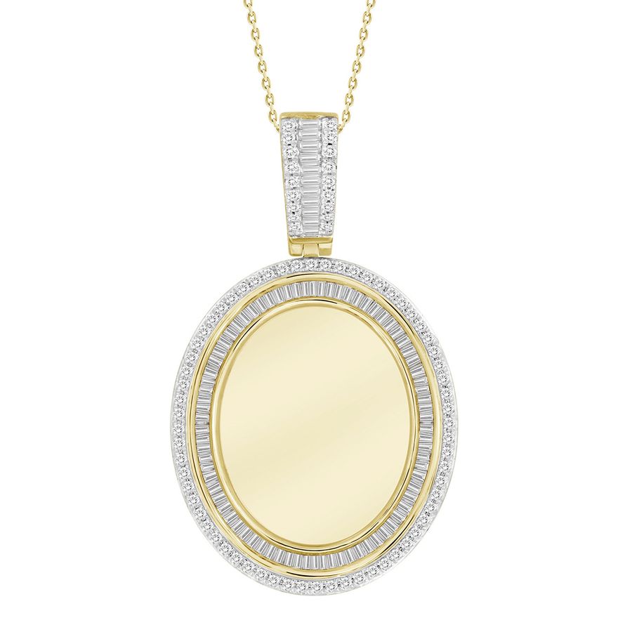 MEN'S PENDANT 1.40CT ROUND/BAGUETTE DIAMOND 10K YELLOW GOLD