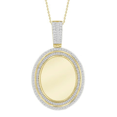 MEN'S PENDANT 1.40CT ROUND/BAGUETTE DIAMOND 10K YELLOW GOLD