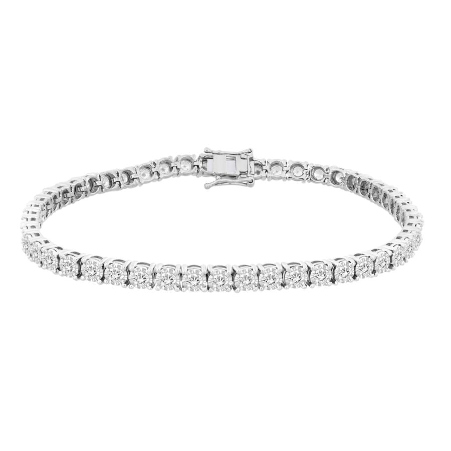 MEN'S BRACELET 4.00CT ROUND DIAMOND 14K WHITE GOLD