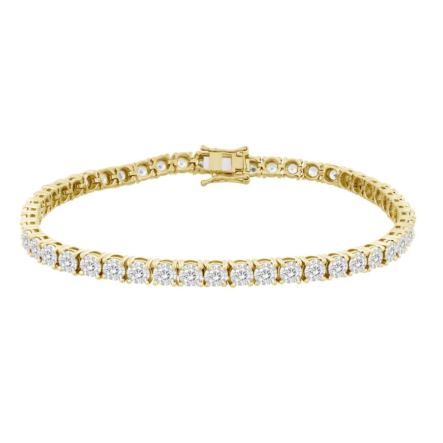 MEN'S BRACELET 4.00CT ROUND DIAMOND 14K YELLOW GOLD