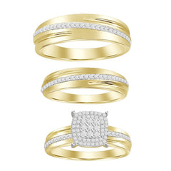 LADIES TRIOS SET 0.50CT ROUND DIAMOND 14K YELLOW GOLD