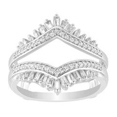 LADIES RING 0.50CT ROUND/BAGUETTE DIAMOND 14K WHITE GOLD