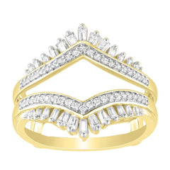 LADIES RING 0.50CT ROUND/BAGUETTE DIAMOND 14K YELLOW GOLD