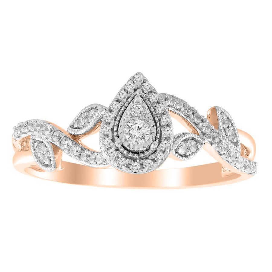 LADIES RING 0.25CT ROUND DIAMOND 10K ROSE GOLD