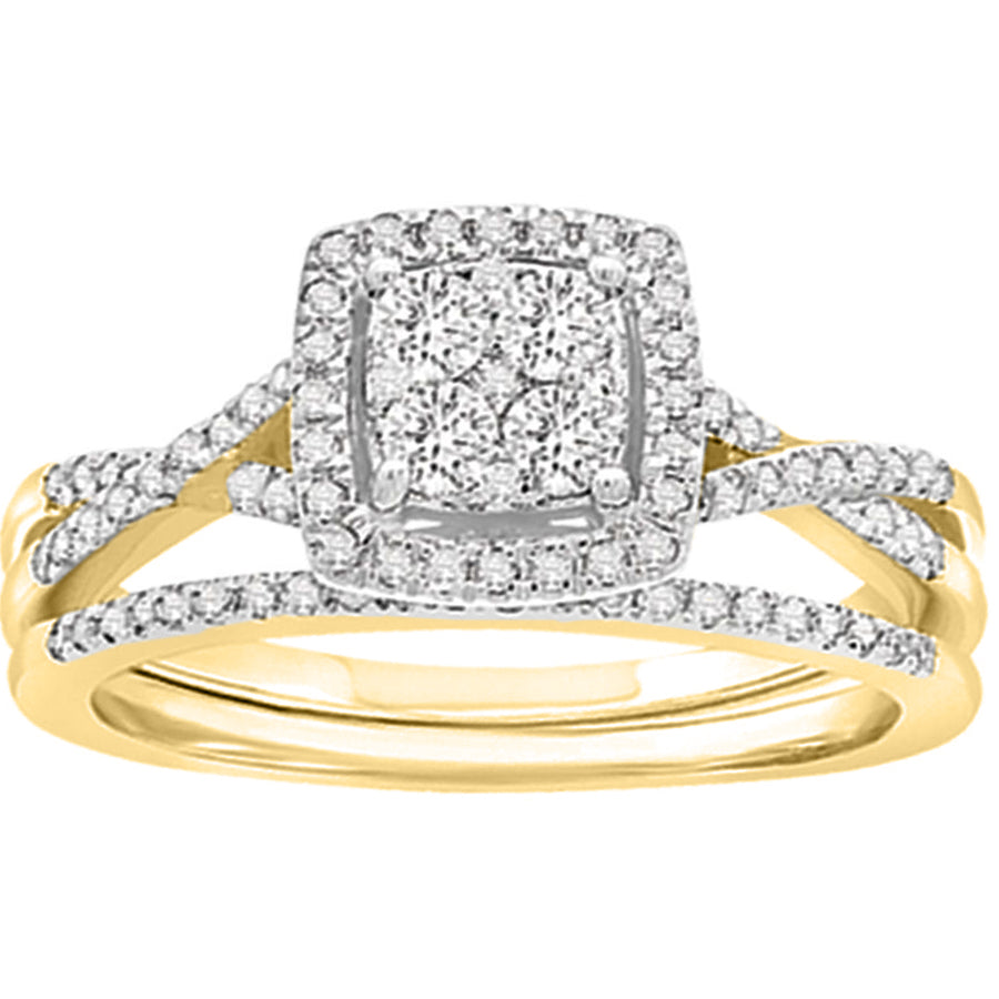 LADIES BRIDAL SET 0.50CT ROUND DIAMOND 14K YELLOW GOLD