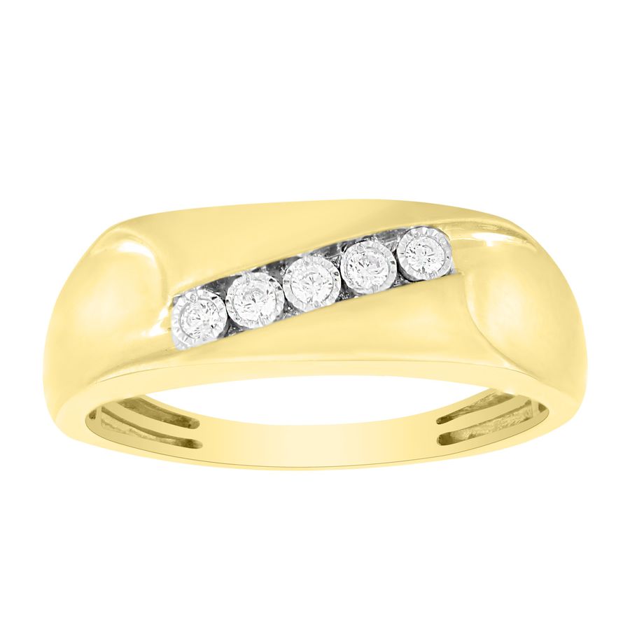 MEN'S BAND 0.10CT ROUND DIAMOND 10K YELLOW GOLD