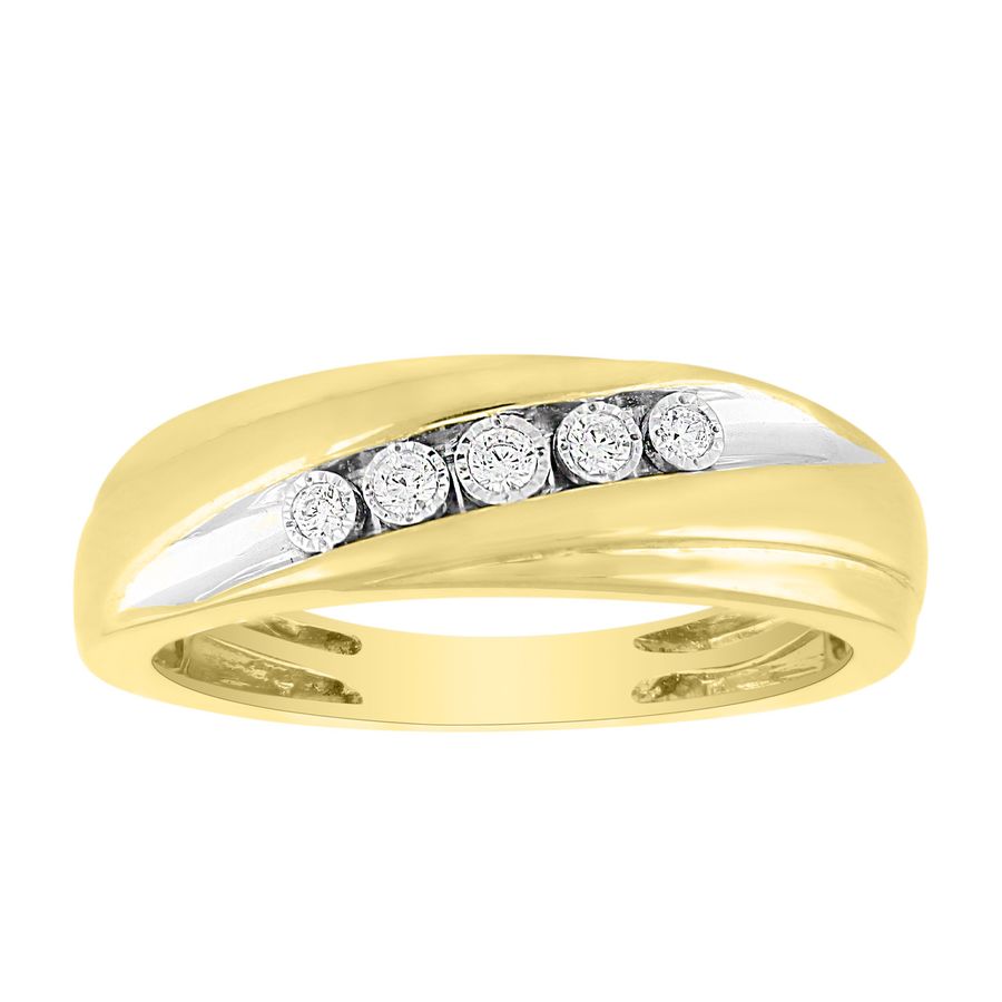 MEN'S BAND 0.10CT ROUND DIAMOND 10K YELLOW GOLD