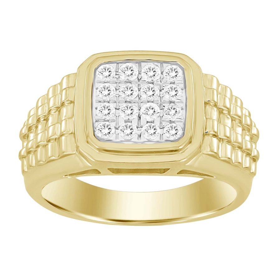 MEN'S RING 0.50CT ROUND DIAMOND 10K YELLOW GOLD