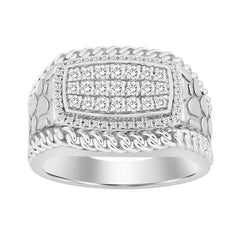 MEN'S RING 0.50CT ROUND DIAMOND 10K WHITE GOLD