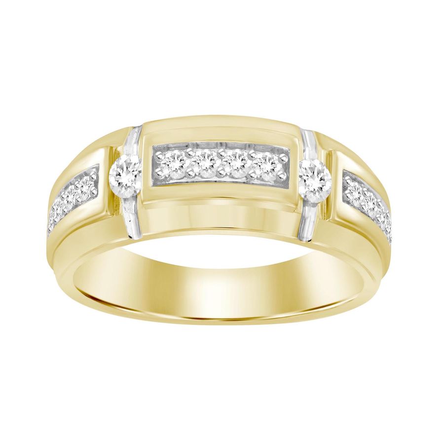 MEN'S RING 0.50CT ROUND DIAMOND 10K YELLOW GOLD