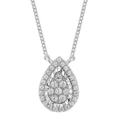 LADIES NECKLACE 0.20CT ROUND DIAMOND 10K WHITE GOLD