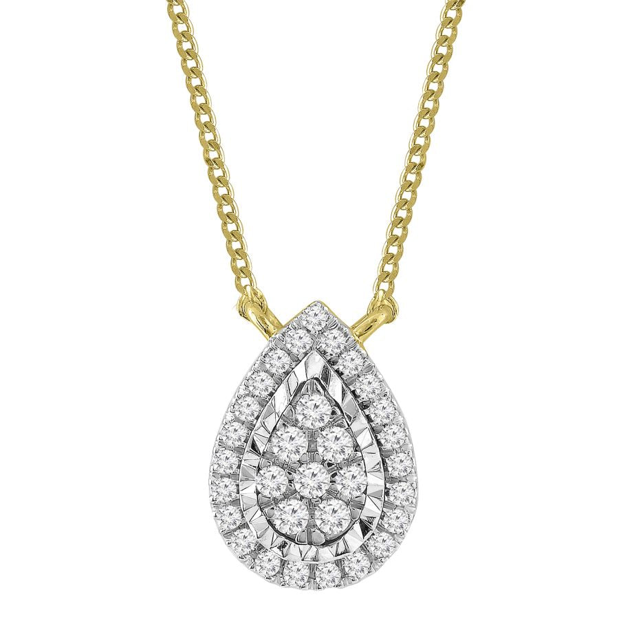 LADIES PENDANT WITH CHAIN 0.20CT ROUND DIAMOND 10K YELLOW GOLD