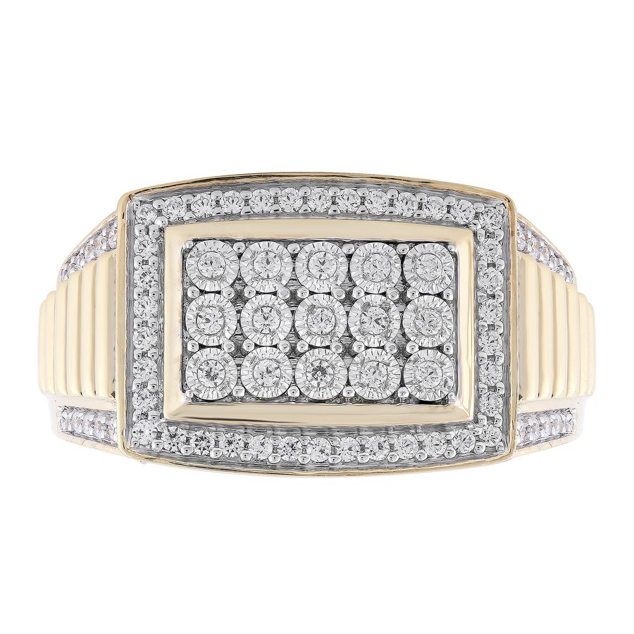 MEN'S RING 0.50CT ROUND DIAMOND 10K YELLOW GOLD