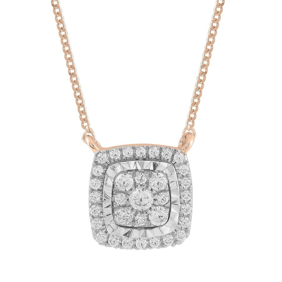 LADIES NECKLACE 0.20CT ROUND DIAMOND 10K ROSE GOLD