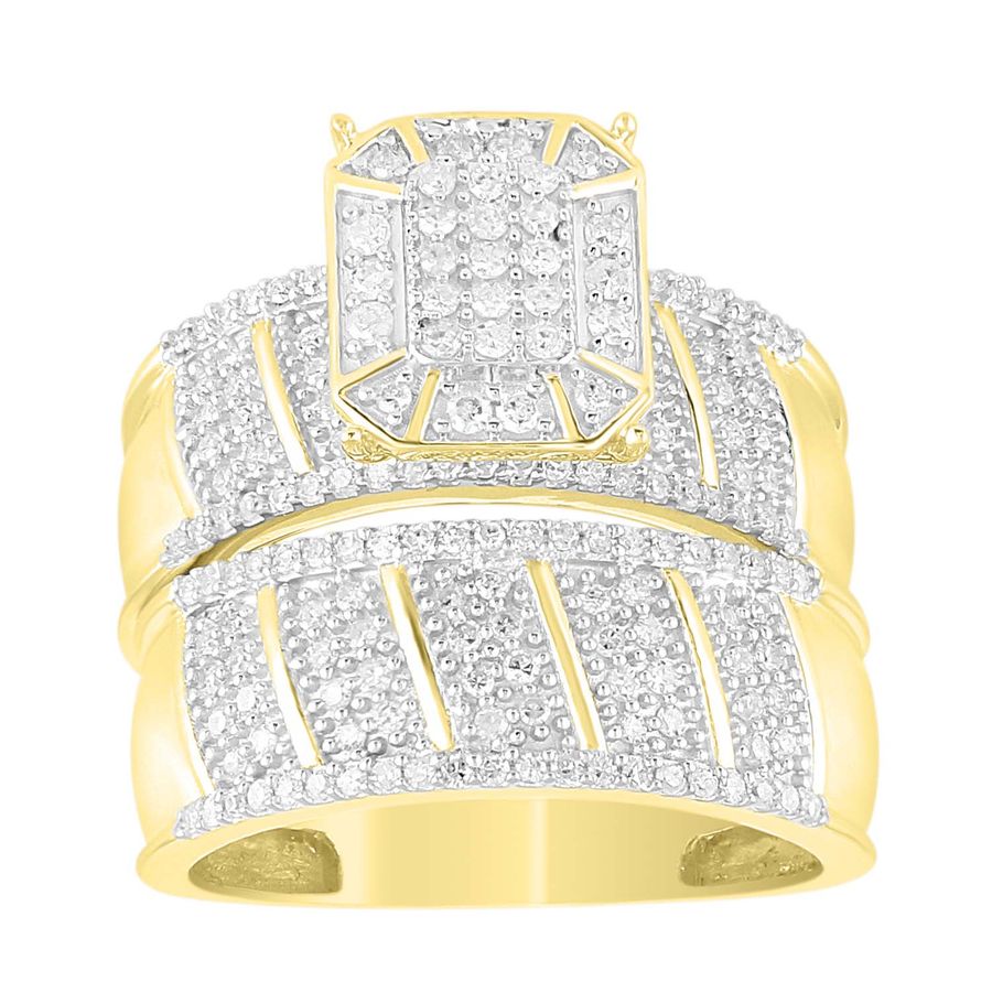 LADIES BRIDAL SET 0.75CT ROUND DIAMOND 10K YELLOW GOLD