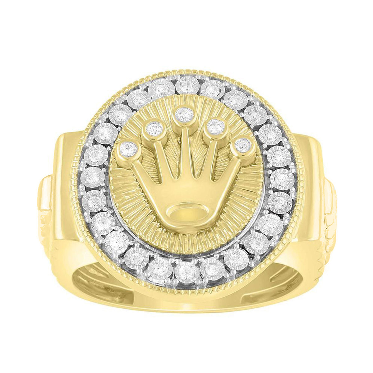 MEN'S RING 0.25CT ROUND DIAMOND 10K YELLOW GOLD