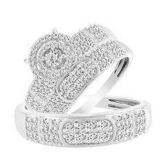 LADIES TRIOS SET 1.00CT ROUND DIAMOND 10K WHITE GOLD