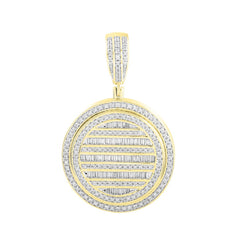 MEN'S PENDANT 1.50CT ROUND/BAGUETTE DIAMOND 10K YELLOW GOLD