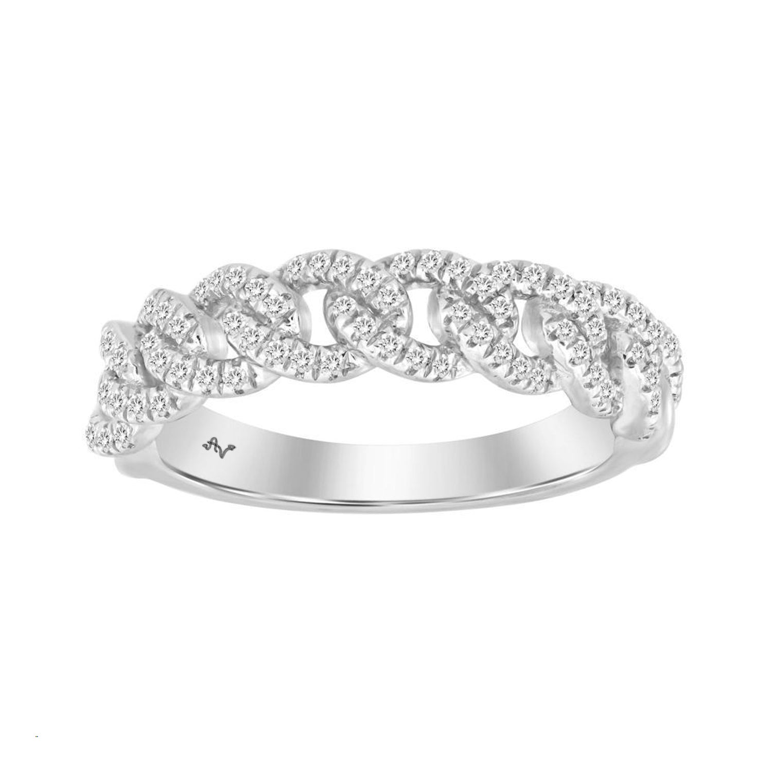 LADIES BAND 0.25CT ROUND DIAMOND 10K WHITE GOLD