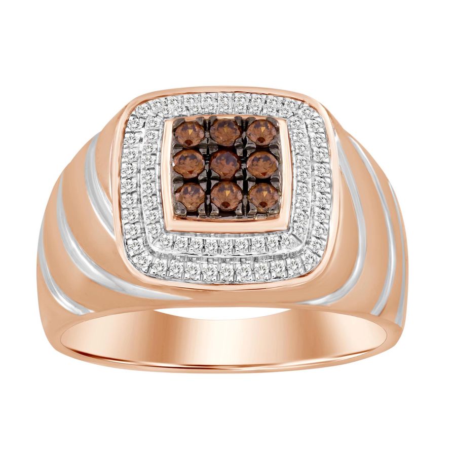 MEN'S RING 0.50CT ROUND DIAMOND 10K ROSE GOLD