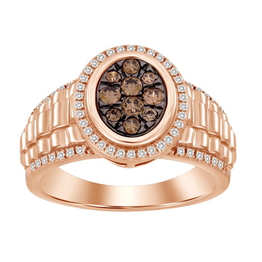 MEN'S RING 0.50CT ROUND DARK BROWN DIAMOND 10K ROSE GOLD