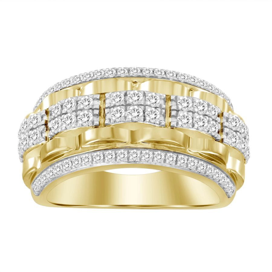 MEN'S BAND 1.00CT ROUND DIAMOND 10K YELLOW GOLD