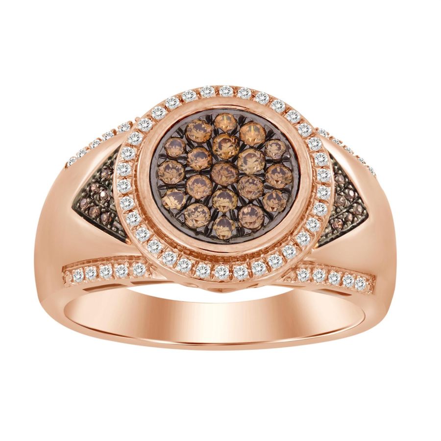 MEN'S RING 0.50CT ROUND DIAMOND 10K ROSE GOLD