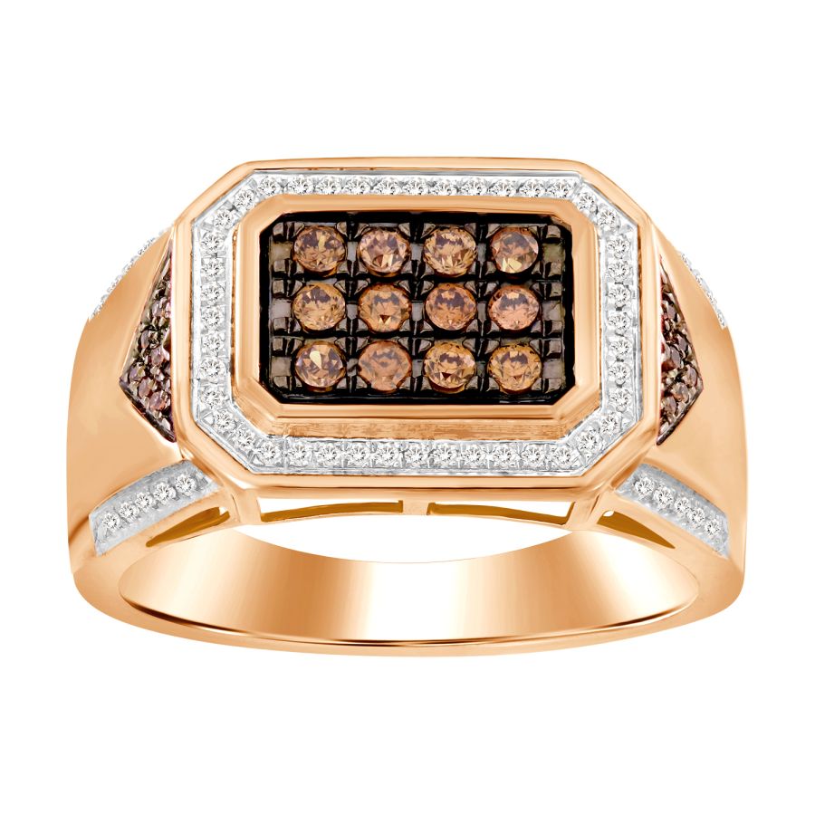 MEN'S RING 0.50CT ROUND DIAMOND 10K ROSE GOLD