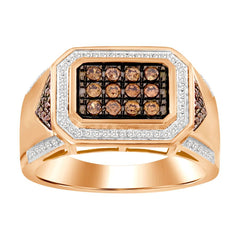 MEN'S RING 0.50CT ROUND DIAMOND 10K ROSE GOLD