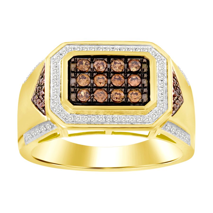 MEN'S RING 0.50CT ROUND DIAMOND 10K YELLOW GOLD