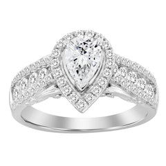 RING 1.50CT ROUND/PEAR DIAMOND 18K WHITE GOLD (SI QUALITY)