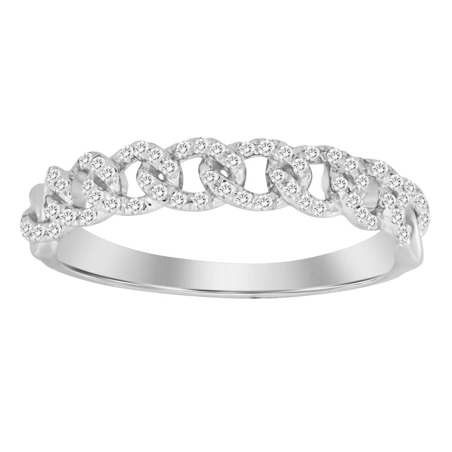 LADIES BAND 0.15CT ROUND DIAMOND 10K WHITE GOLD