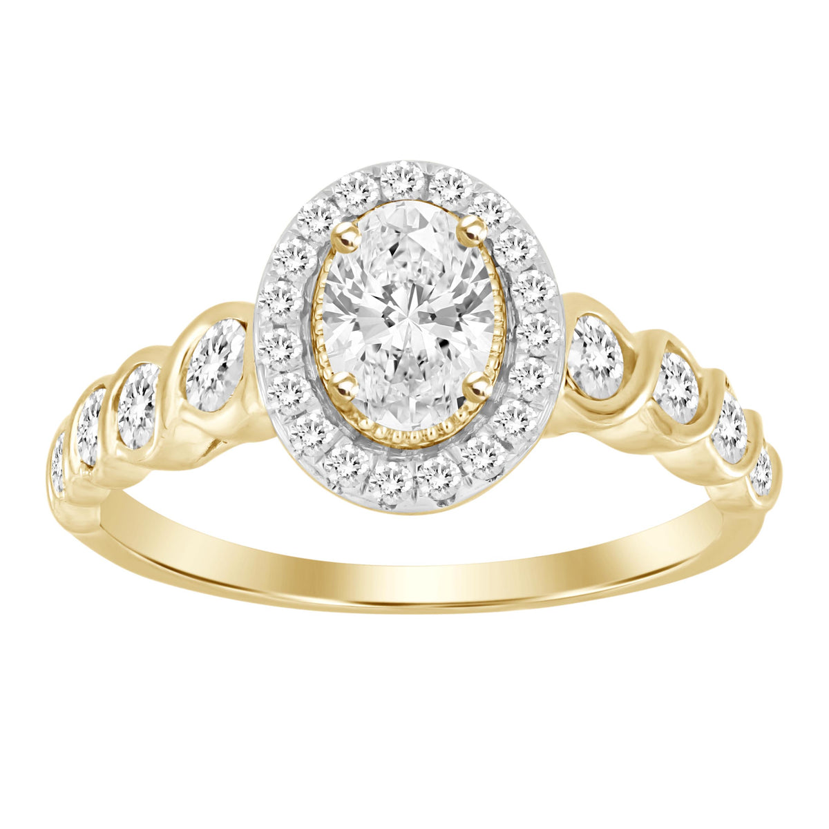 LADIES RING 1.00CT ROUND/OVAL DIAMOND 14K YELLOW GOLD