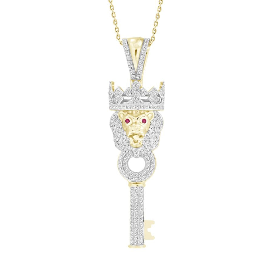 MEN'S PENDANT 0.50CT ROUND DIAMOND 10K YELLOW GOLD