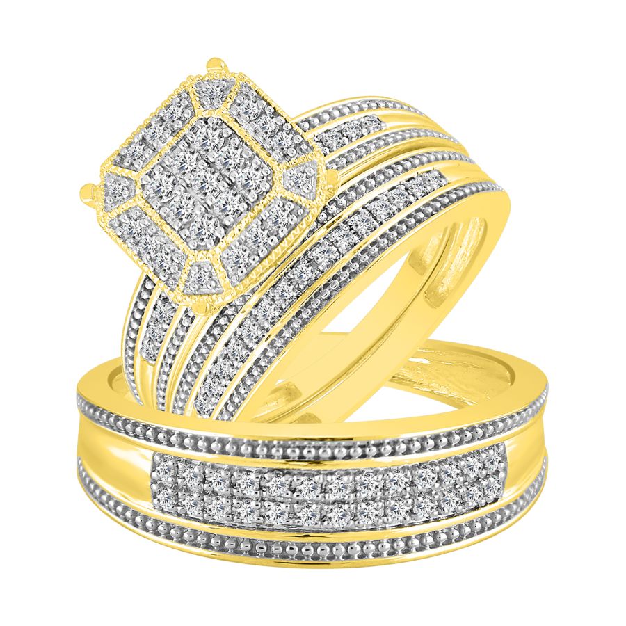 LADIES TRIOS 0.50CT ROUND DIAMOND 10K YELLOW GOLD