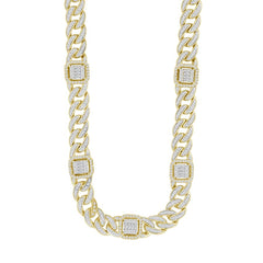 MEN'S NECKLACE 5.35CT ROUND/BAGUETTE DIAMOND 10K YELLOW GOLD